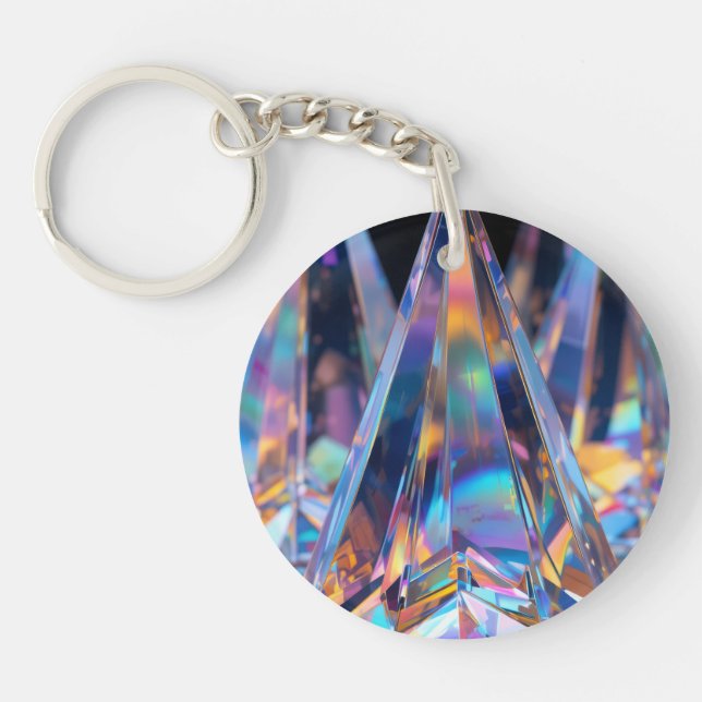 Holographic Prism Acrylic Keychain – Rainbow Light (Framsidan)