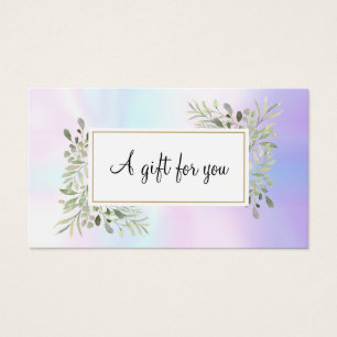 Holographic Vår Löv Script Gift-certifikat Visitkort