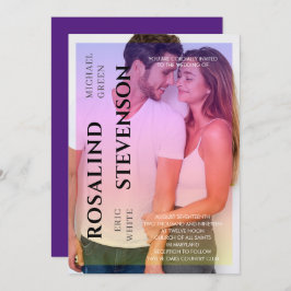 Holography Rosa Lila Overlay Photo Bröllop Inbjudningar