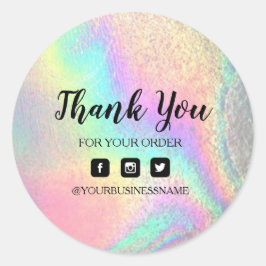 Holography Unicorn Sticker . Elegans och harmoni Runt Klistermärke