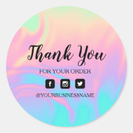 Holography Unicorn Sticker . Elegans och harmoni Runt Klistermärke