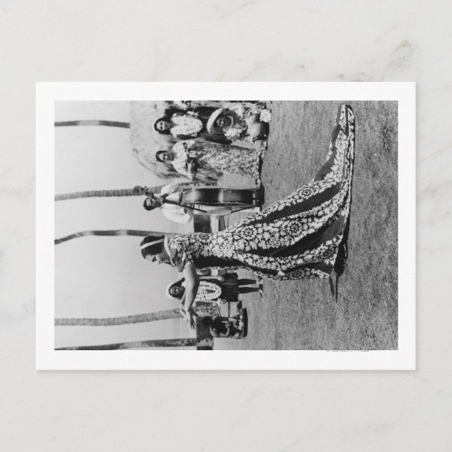 Holoku Hula Dansare med band FotoHawaii Vykort (Framsida)
