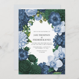 Holstein Blue, Silver Slate & Smoky Pine Wedding Inbjudningar