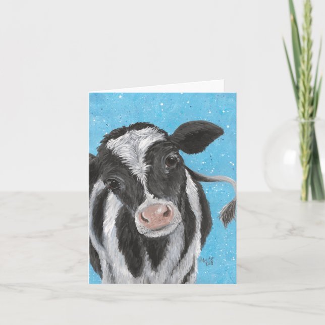 Holstein Calf Folded Card Meddelande (Framsida)