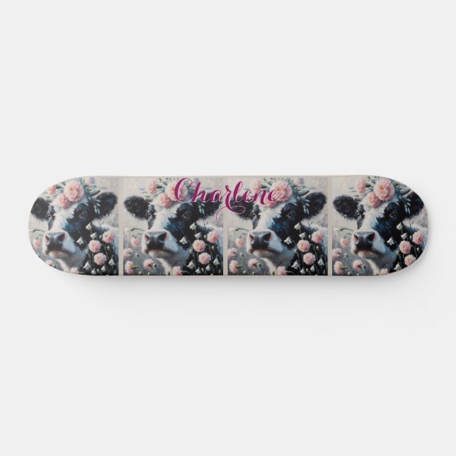 Holstein Cow Carnations Farmhouse Personlig Mini Skateboard Bräda 18,5 Cm (Horz)
