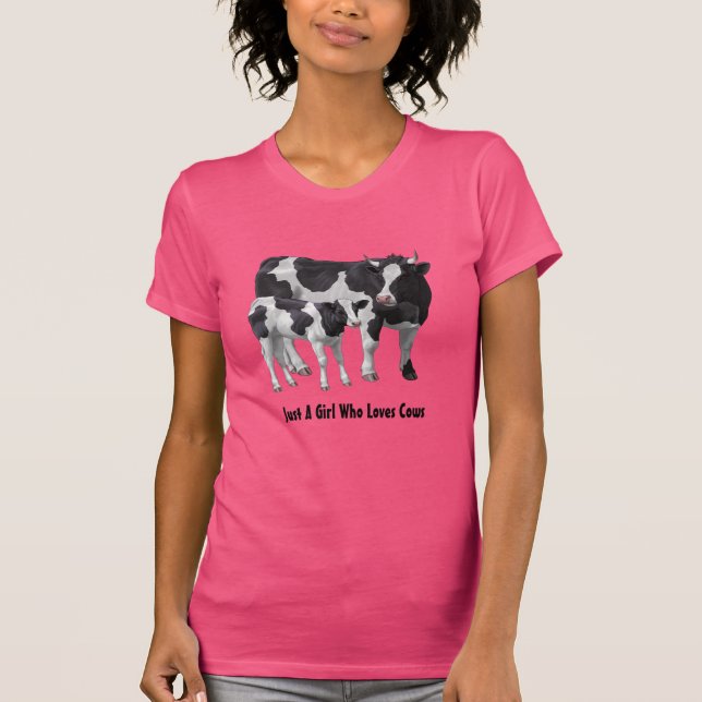 Holstein Cow & Cute Calf anpassar din text T Shirt (Framsida)