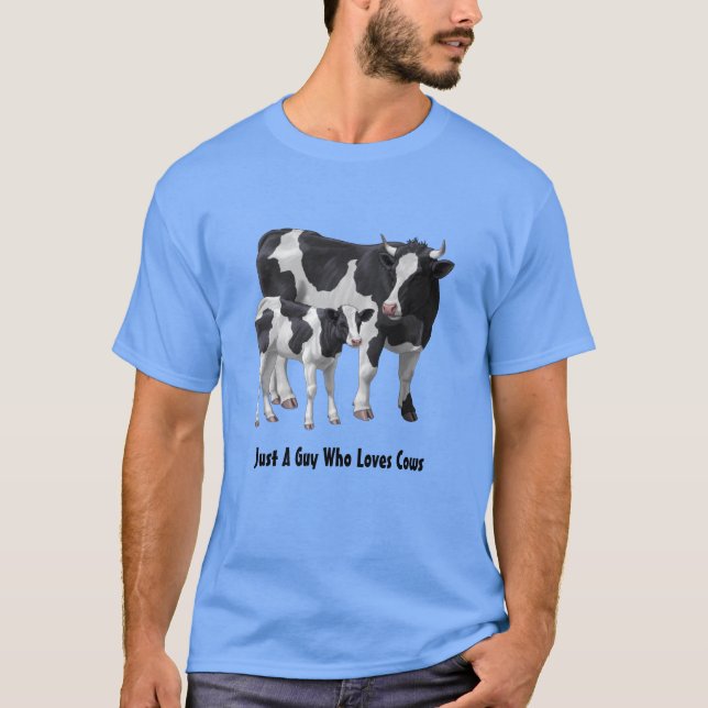 Holstein Cow & Cute Calf anpassar din text T Shirt (Framsida)