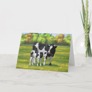 Holstein Cow & Cute Calf i sommarbetesmark Kort
