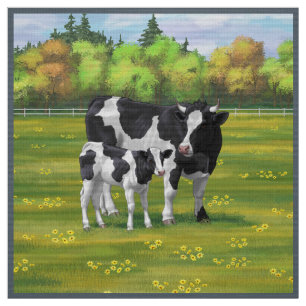 Holstein Cow & Cute Calf i sommarbetesmark Tyg