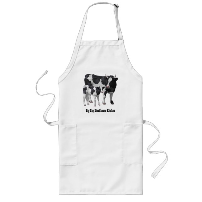 Holstein Cow & Cute Calf Långt Förkläde (Framsidan)