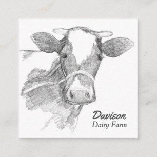 Holstein Cow Dairy Farm Animal Black White Fyrkantigt Visitkort