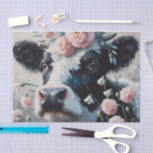 Holstein Cow i Flowers Farm Farmhouse Decoupage