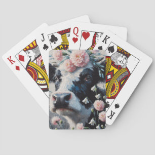 Holstein Cow i Flowers Farm Farmhouse Painting Casinokort