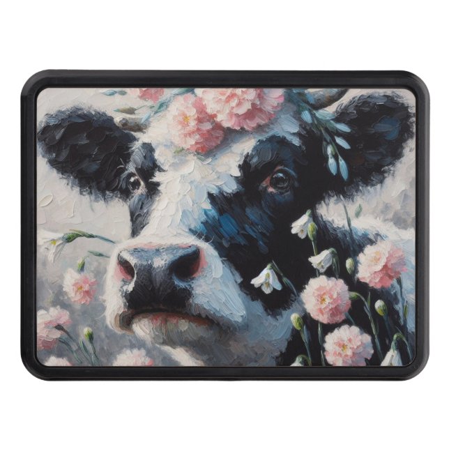 Holstein Cow i Flowers Farm Farmhouse Painting Dragkroksskydd (Framsidan)