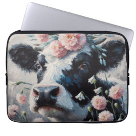 Holstein Cow i Flowers Farm Farmhouse Painting Laptop Fodral