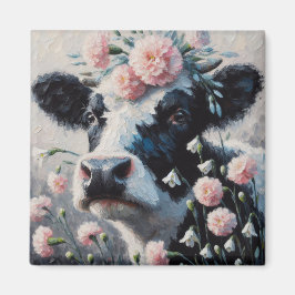 Holstein Cow i Flowers Farm Farmhouse Painting Magnet