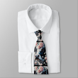 Holstein Cow i Rosa Carnation Flowers Black White Slips
