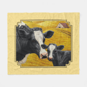 Holstein Cow och Calf Farm Gult Fleecefilt