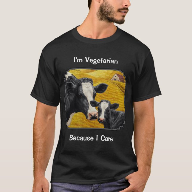 Holstein Cow och Calf Farm Vegetarian Tee Shirt (Framsida)