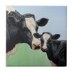 Holstein Cow och Calf Kakelplatta