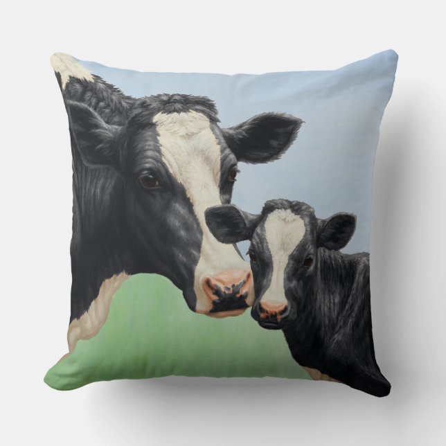 Holstein Cow och Calf Kudde (Framsida)