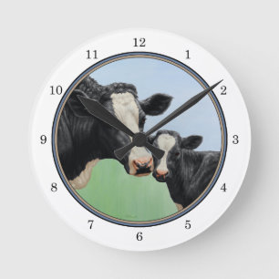 Holstein Cow och Calf Rund Klocka