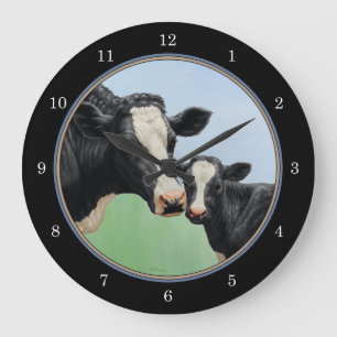 Holstein Cow och Calf Stor Klocka