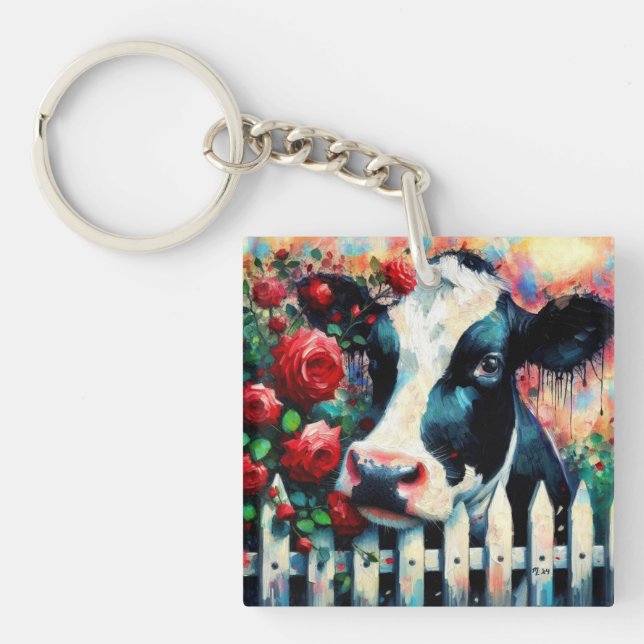 Holstein Cow Picket Fence Röd ros Black Red (Framsidan)