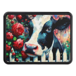 Holstein Cow Picket Fence Röd ros Black Red Dragkroksskydd