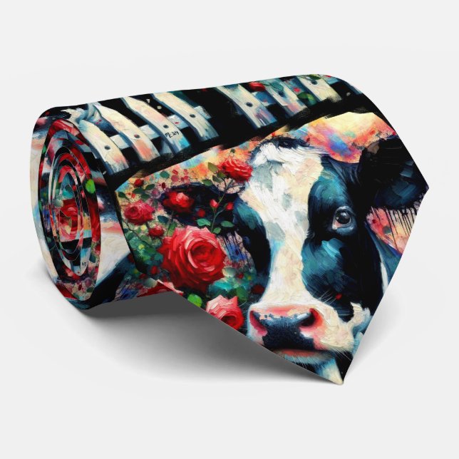 Holstein Cow Picket Fence Röd ros Black Red Slips (Rullad)