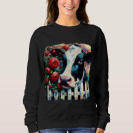 Holstein Cow Picket Fence Röd ros Black Red T Shirt