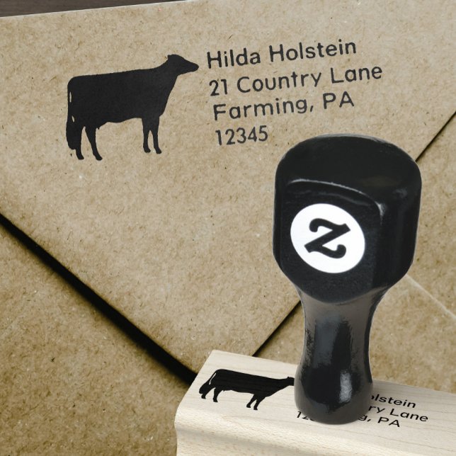 Holstein Cow Silhouette Anpassningsbar Returadress Stämpel (Skapare uppladdad)