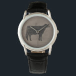Holstein Cow Silhouette Armbandsur<br><div class="desc">Den ursprungliga jaktklockan på Holsteins silhuette finns i utvalda stilar för manar,  kvinnor och barn. Ett coola mode-tillbehör som ger en underbar gåva till koma älskare. Faux vävt trä stil. Besök Jenns Doodle World om du vill ha många fler snyggtar för djur älskare.</div>