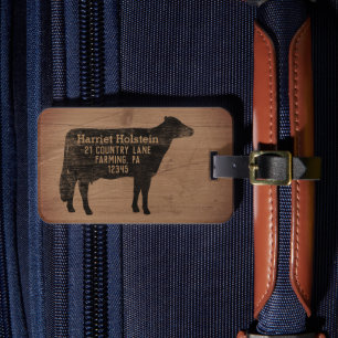 Holstein Cow Silhouette Farm Animal Personlig Bagagebricka