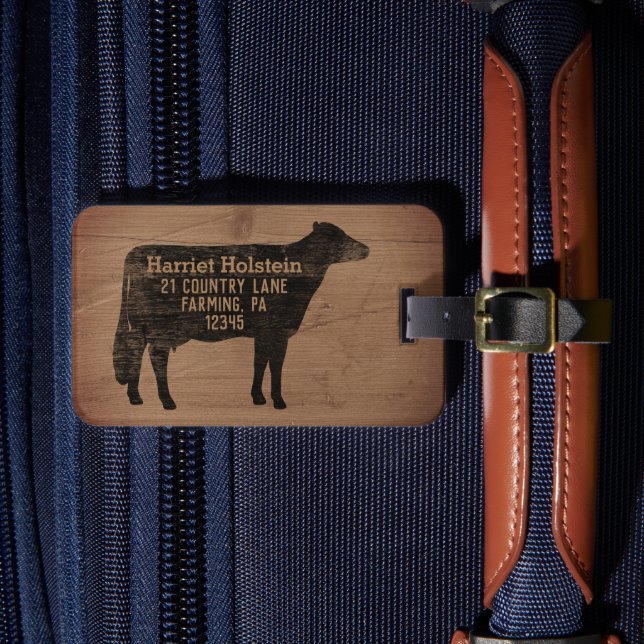Holstein Cow Silhouette Farm Animal Personlig Bagagebricka (Framsida Insitu 4)