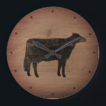Holstein Cow Silhouette Faux Weasted Wood Rustic Stor Klocka<br><div class="desc">Dekorativt vägglås. Den här land-muren är roligt för hem eller kontor. En dekorativ perfekt för ett land-kök. Kolla in Jenns Doodle World för ännu fler silhuetter från lantbruksdjur och gåvor från Holstein ko älskare.</div>