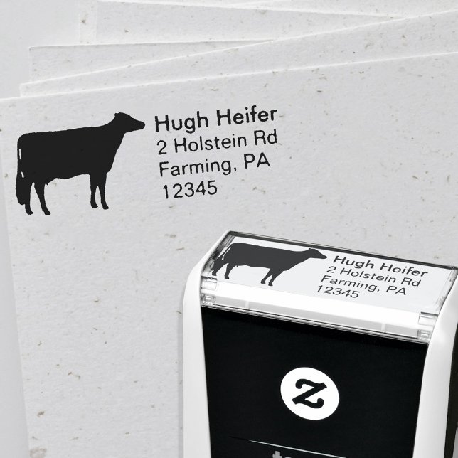 Holstein Cow Silhouette Returadress Självfärgande Stämpel (Skapare uppladdad)