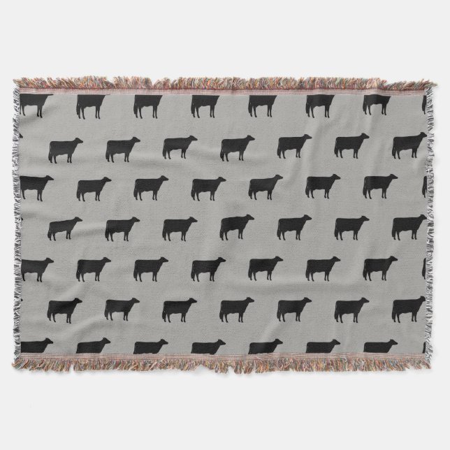 Holstein Cow Silhouettes Mönster Throw Blanket Filt (Framsidan)