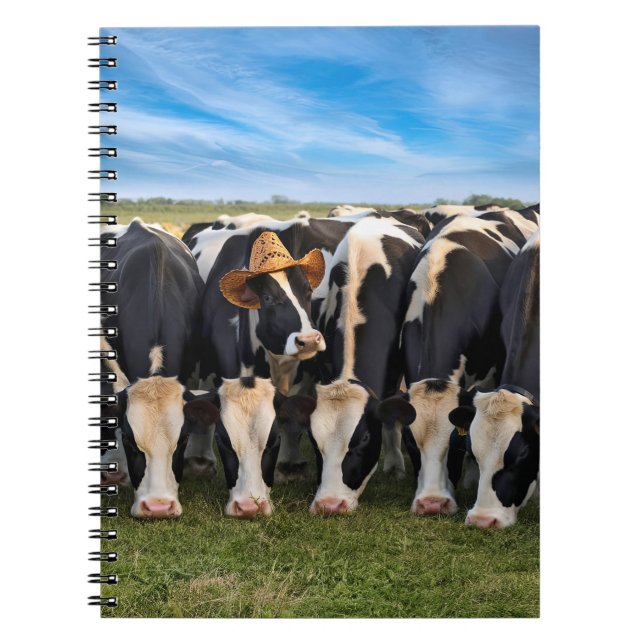 Holstein Cow Wearing a Cowboy Hat Anteckningsbok (Framsidan)