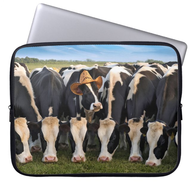Holstein Cow Wearing a Cowboy Hat Laptop Fodral (Framsidan)