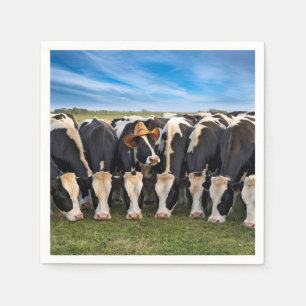 Holstein Cow Wearing a Cowboy Hat Pappersservett