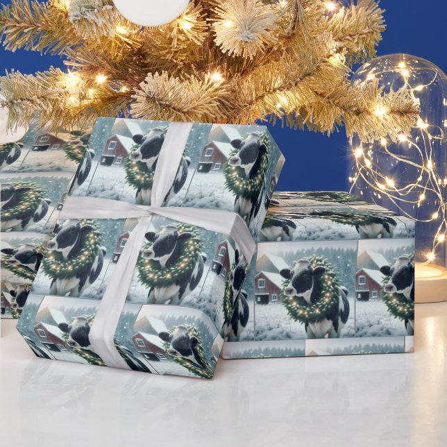 Holstein Cow Wing Glowing Julkrand Presentpapper (Helgdagar)