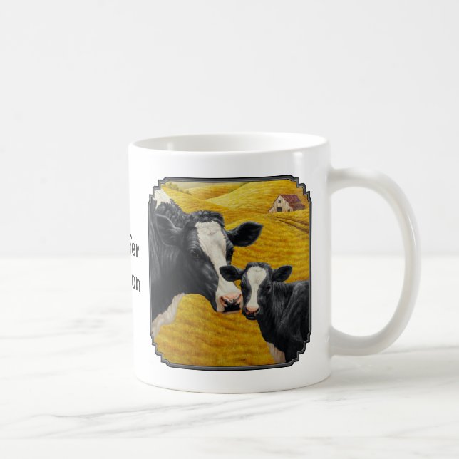 Holstein Cows och Old Wood Barn Kaffemugg (Höger)