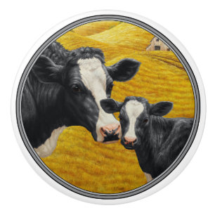 Holstein Cows och Old Wood Barn Knopp