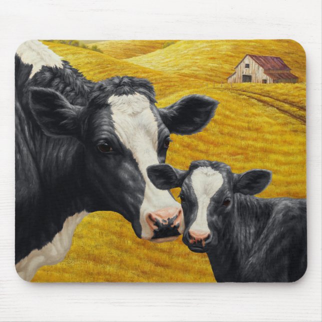 Holstein Cows och Old Wood Barn Musmatta (Framsidan)
