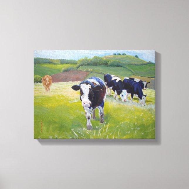 Holstein Friesian Cows and Ligcape Painting Canvastryck (Framsida)