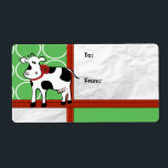 Holstein Helgdag Cute-Tecknaden Julko Fraktsedel<br><div class="desc">Den lustiga tecknaden Holstein Dairy ko i svart,  vit,  röd och grönt med rött band och trim. Perfekt för julgåvor och paket,  helgdag,  gård,  mejeriföretag,  hemkontor eller särskilda tillställningar.</div>