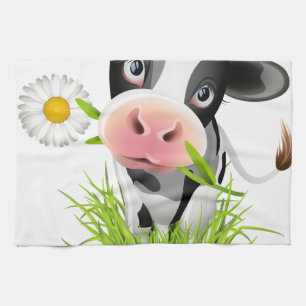 Holstein ko i gräs kökshandduk