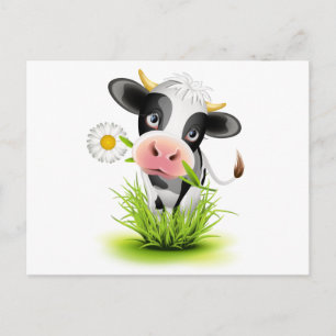 Holstein-ko i gräs vykort
