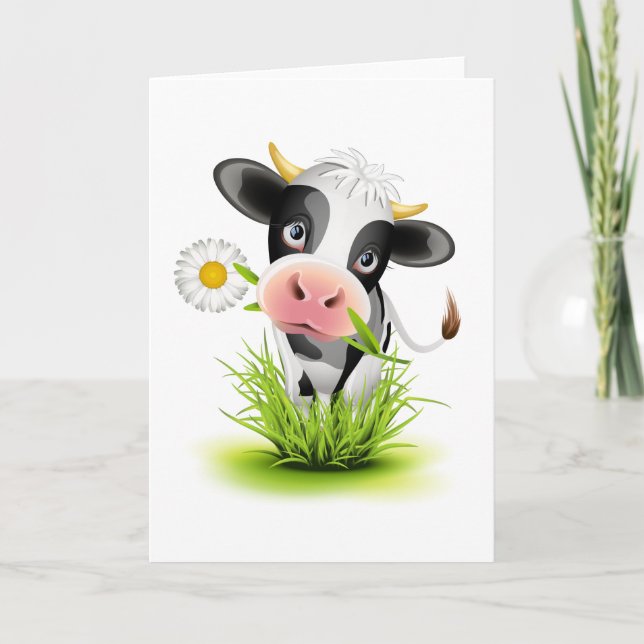 Holsteinko i gräs kort (Framsida)